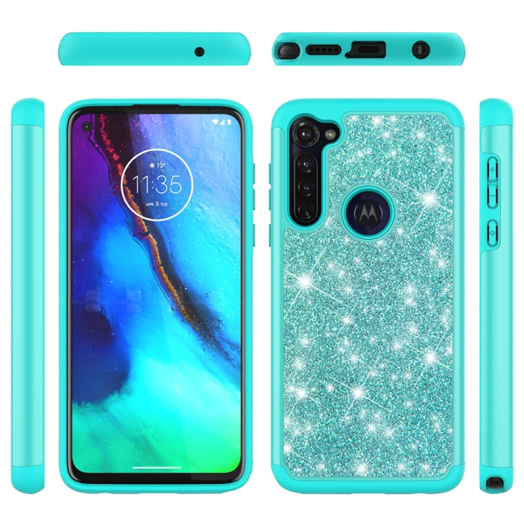 For Motorola Moto G Stylus(2020) Glitter Powder Contrast Skin Shockproof Silicone + PC Protective Case