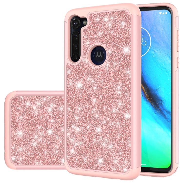 For Motorola Moto G Stylus(2020) Glitter Powder Contrast Skin Shockproof Silicone + PC Protective Case