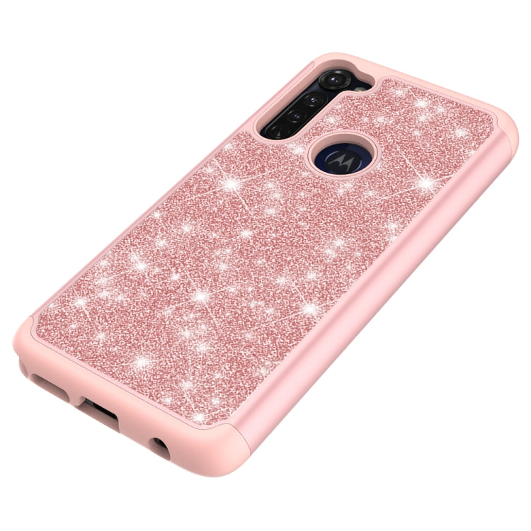 For Motorola Moto G Stylus(2020) Glitter Powder Contrast Skin Shockproof Silicone + PC Protective Case