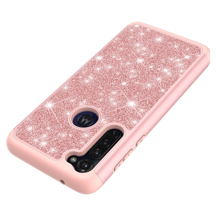 For Motorola Moto G Stylus(2020) Glitter Powder Contrast Skin Shockproof Silicone + PC Protective Case