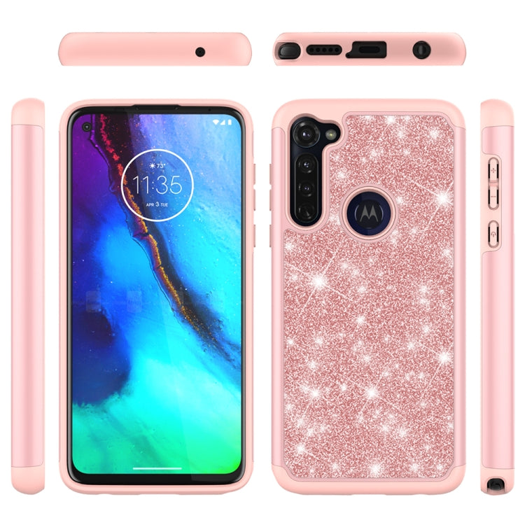 For Motorola Moto G Stylus(2020) Glitter Powder Contrast Skin Shockproof Silicone + PC Protective Case
