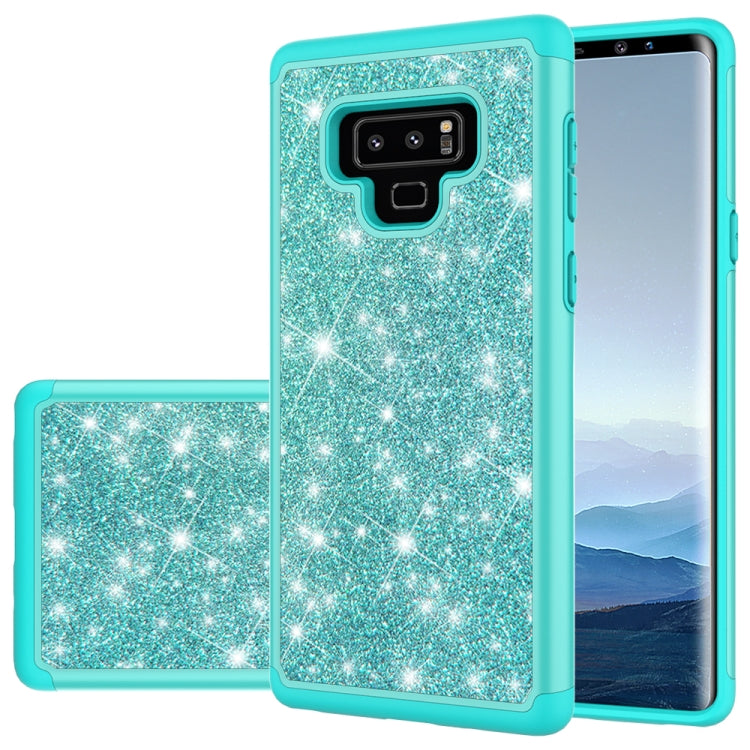 For Galaxy Note9 Glitter Powder Contrast Skin Shockproof Silicone + PC Protective Case(Green)