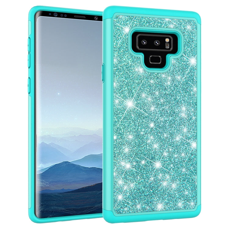 For Galaxy Note9 Glitter Powder Contrast Skin Shockproof Silicone + PC Protective Case(Green)