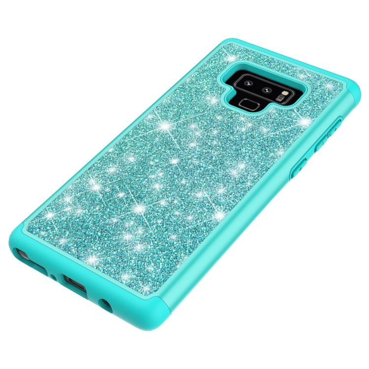 For Galaxy Note9 Glitter Powder Contrast Skin Shockproof Silicone + PC Protective Case(Green)