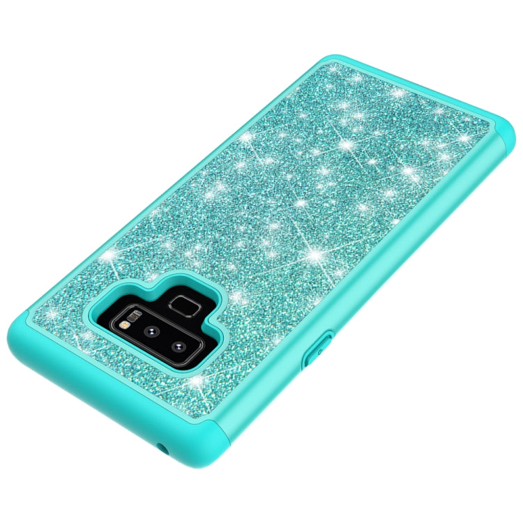 For Galaxy Note9 Glitter Powder Contrast Skin Shockproof Silicone + PC Protective Case(Green)