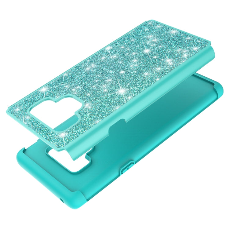 For Galaxy Note9 Glitter Powder Contrast Skin Shockproof Silicone + PC Protective Case(Green)