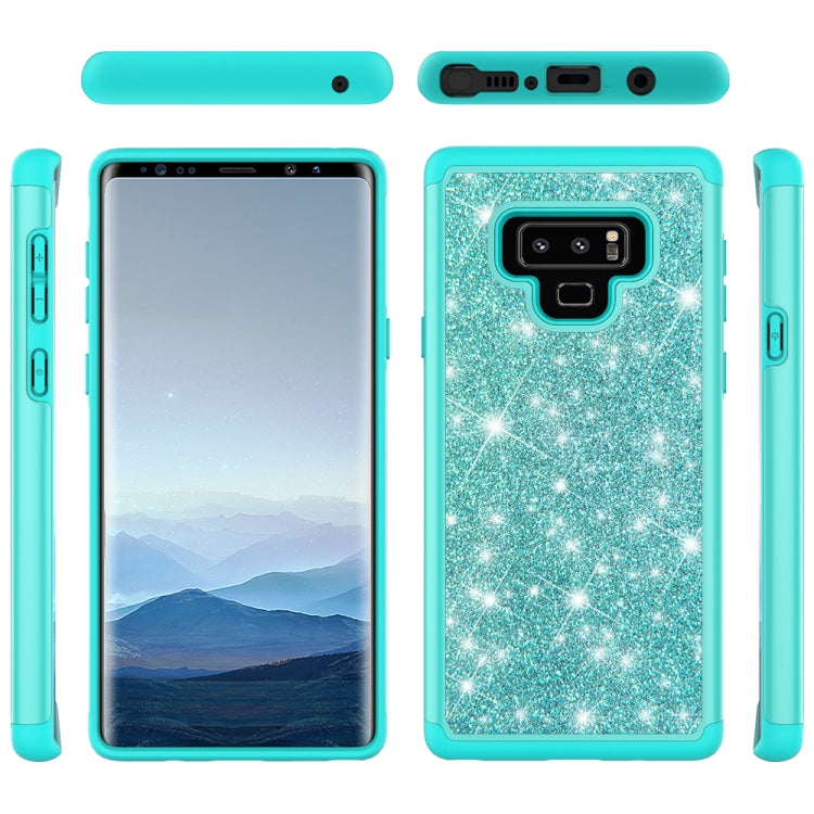For Galaxy Note9 Glitter Powder Contrast Skin Shockproof Silicone + PC Protective Case(Green)