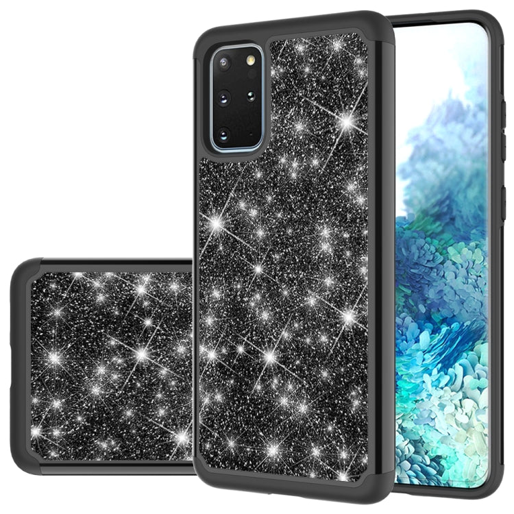 For Galaxy S20 Plus Glitter Powder Contrast Skin Shockproof Silicone + PC Protective Case