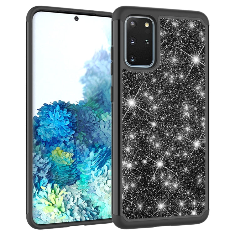 For Galaxy S20 Plus Glitter Powder Contrast Skin Shockproof Silicone + PC Protective Case