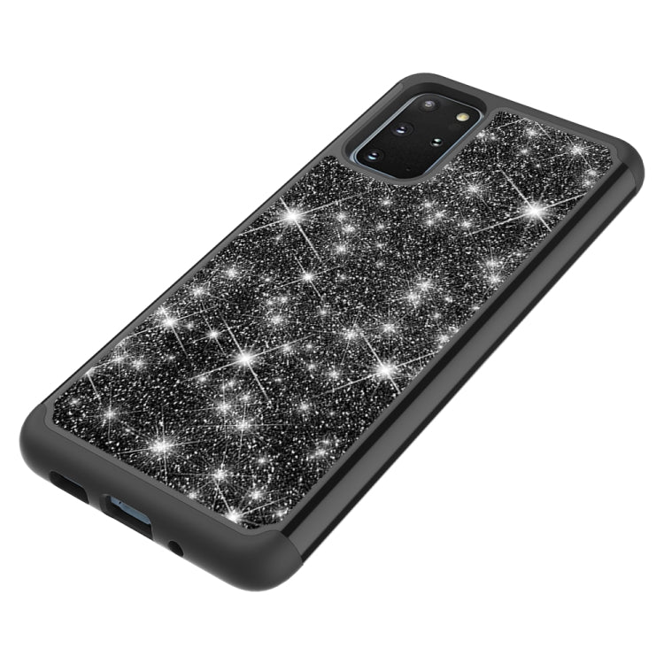 For Galaxy S20 Plus Glitter Powder Contrast Skin Shockproof Silicone + PC Protective Case