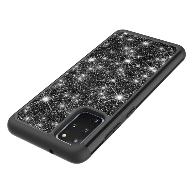 For Galaxy S20 Plus Glitter Powder Contrast Skin Shockproof Silicone + PC Protective Case