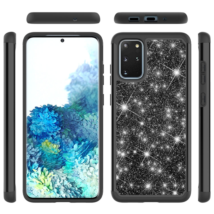 For Galaxy S20 Plus Glitter Powder Contrast Skin Shockproof Silicone + PC Protective Case