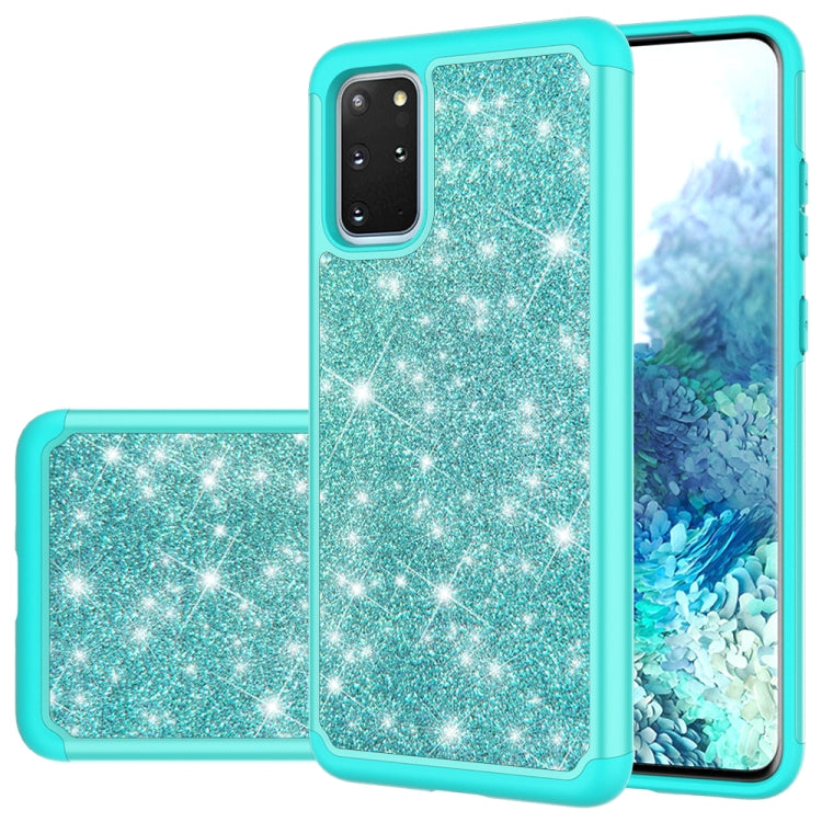 For Galaxy S20 Plus Glitter Powder Contrast Skin Shockproof Silicone + PC Protective Case