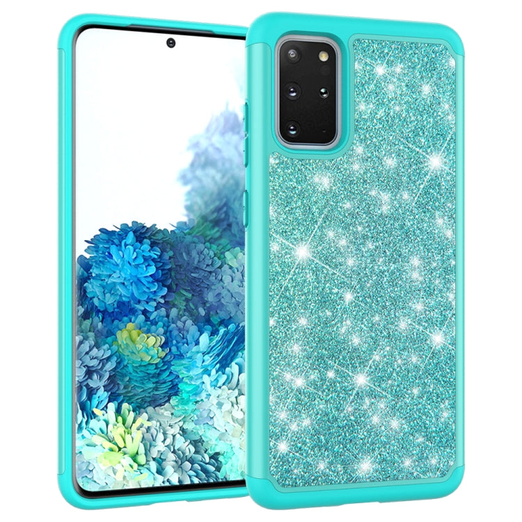 For Galaxy S20 Plus Glitter Powder Contrast Skin Shockproof Silicone + PC Protective Case
