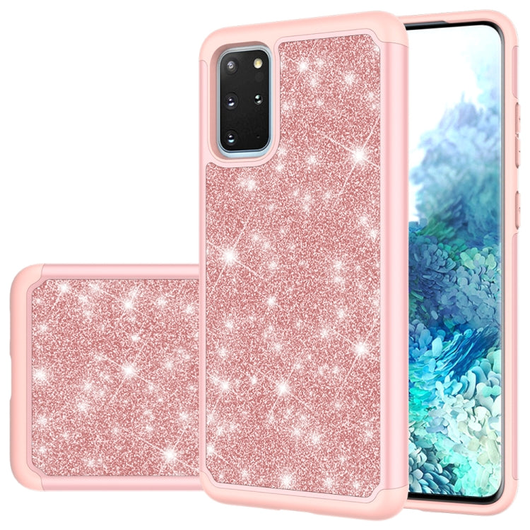 For Galaxy S20 Plus Glitter Powder Contrast Skin Shockproof Silicone + PC Protective Case