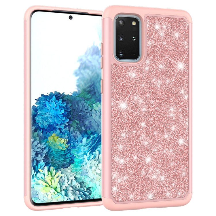 For Galaxy S20 Plus Glitter Powder Contrast Skin Shockproof Silicone + PC Protective Case