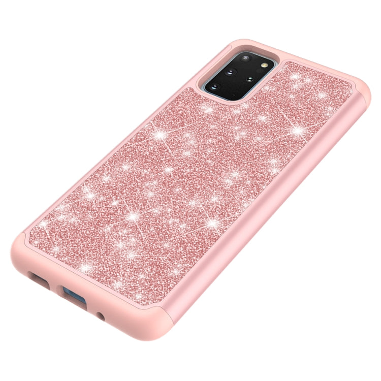 For Galaxy S20 Plus Glitter Powder Contrast Skin Shockproof Silicone + PC Protective Case