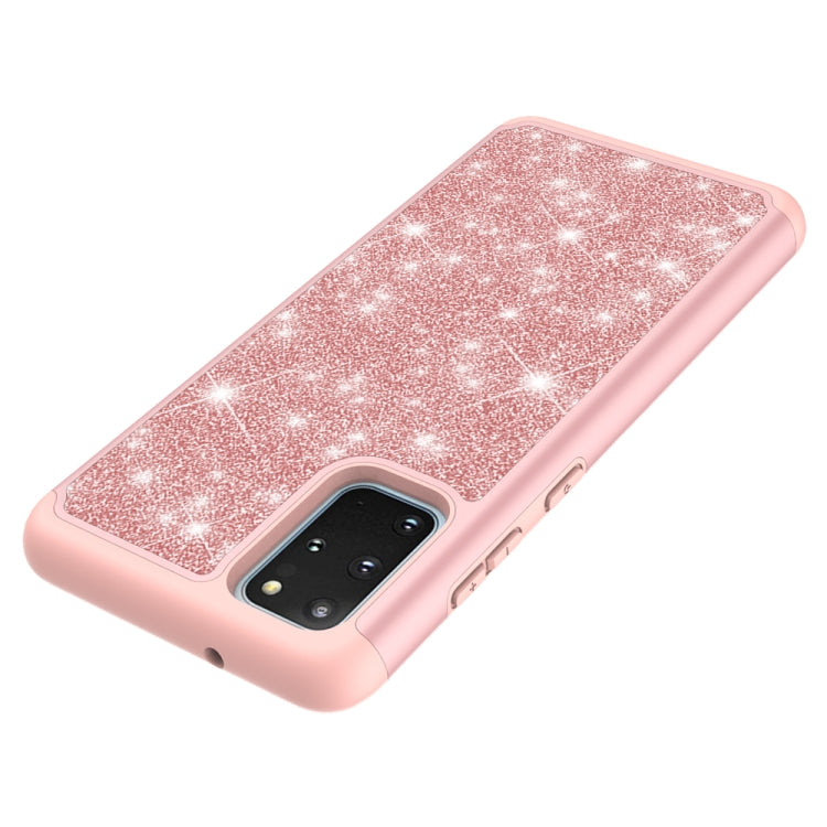For Galaxy S20 Plus Glitter Powder Contrast Skin Shockproof Silicone + PC Protective Case