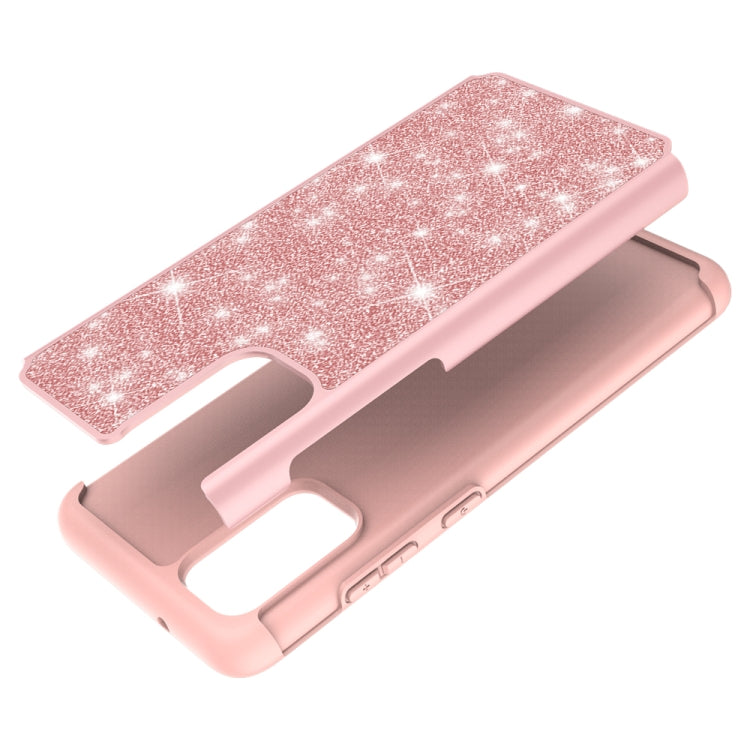 For Galaxy S20 Plus Glitter Powder Contrast Skin Shockproof Silicone + PC Protective Case