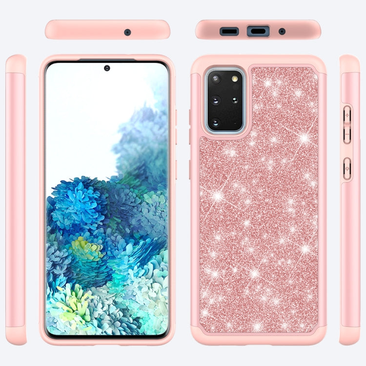 For Galaxy S20 Plus Glitter Powder Contrast Skin Shockproof Silicone + PC Protective Case