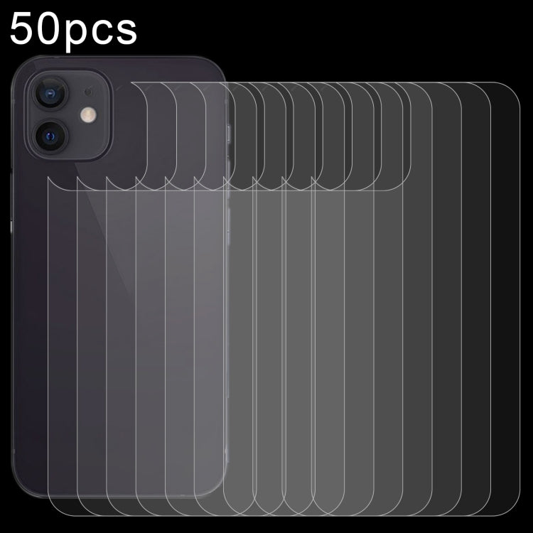For iPhone 12 / 12 Pro 50pcs 9H 2.5D Half-screen Transparent Back Tempered Glass Film