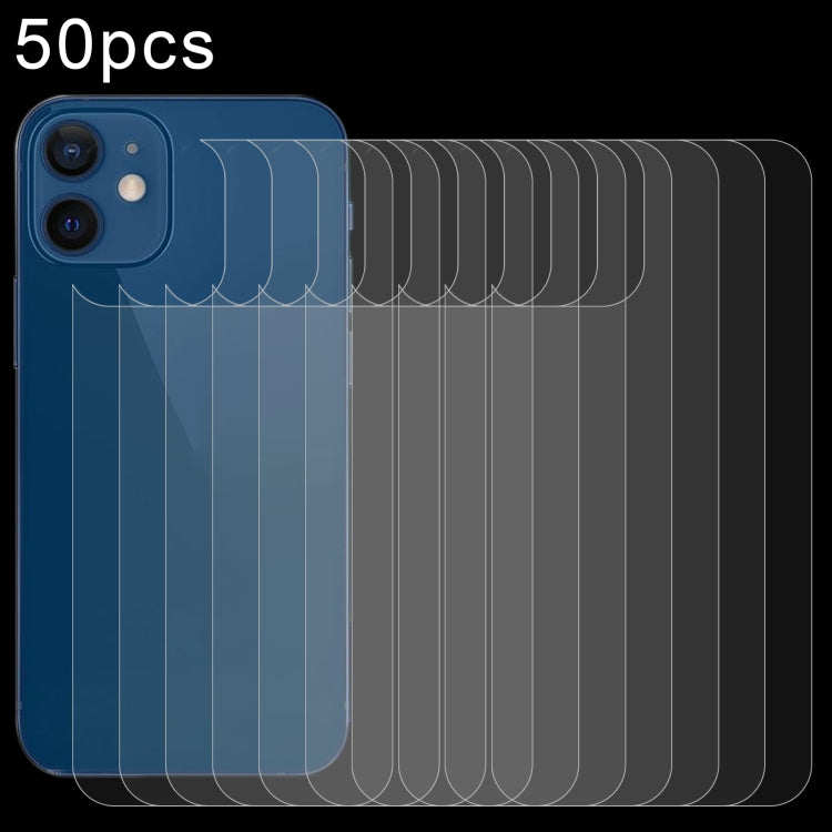 For iPhone 12 mini 50pcs 9H 2.5D Half-screen Transparent Back Tempered Glass Film