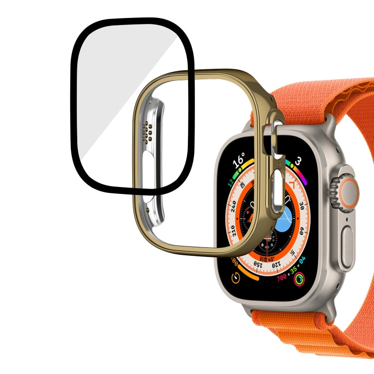 For Apple Watch Ultra 49mm Plating Gloss PC Tempered Glass Integral Watch Case