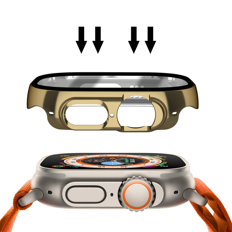 For Apple Watch Ultra 49mm Plating Gloss PC Tempered Glass Integral Watch Case