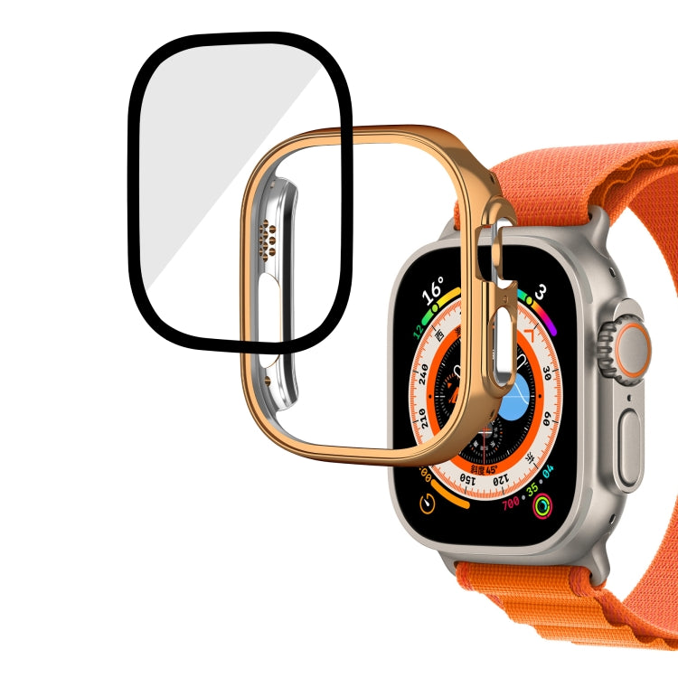 For Apple Watch Ultra 49mm Plating Gloss PC Tempered Glass Integral Watch Case