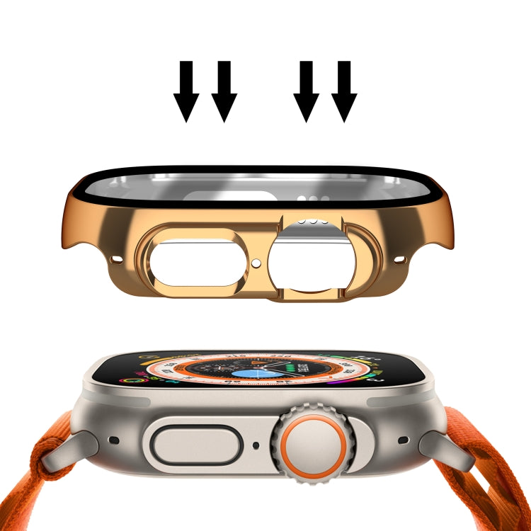 For Apple Watch Ultra 49mm Plating Gloss PC Tempered Glass Integral Watch Case