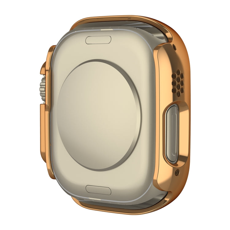 For Apple Watch Ultra 49mm Plating Gloss PC Tempered Glass Integral Watch Case