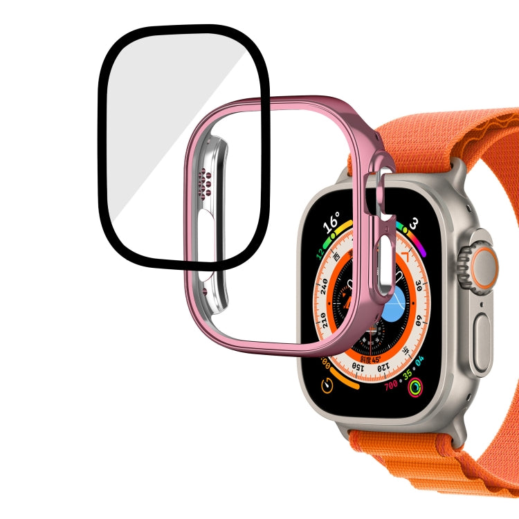 For Apple Watch Ultra 49mm Plating Gloss PC Tempered Glass Integral Watch Case