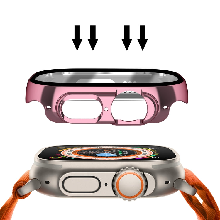 For Apple Watch Ultra 49mm Plating Gloss PC Tempered Glass Integral Watch Case