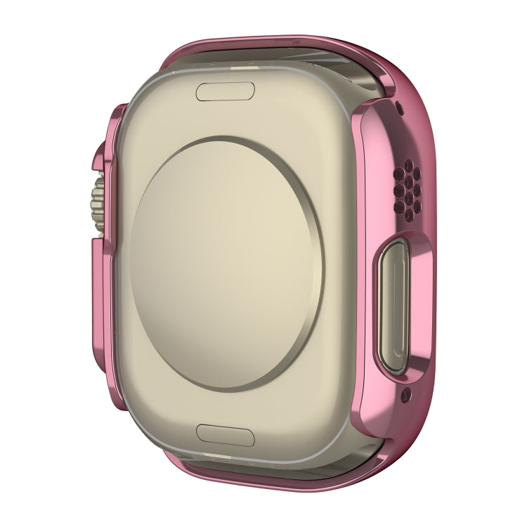 For Apple Watch Ultra 49mm Plating Gloss PC Tempered Glass Integral Watch Case