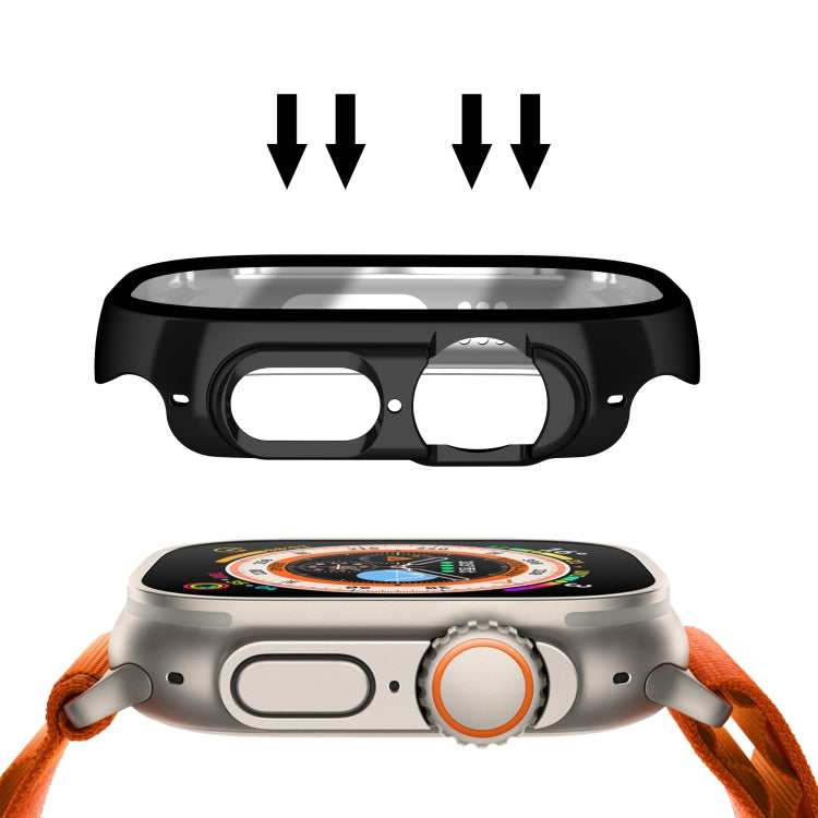 For Apple Watch Ultra 49mm Plating Gloss PC Tempered Glass Integral Watch Case