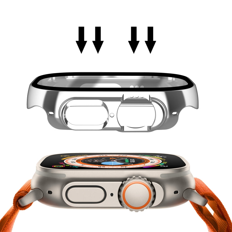 For Apple Watch Ultra 49mm Plating Gloss PC Tempered Glass Integral Watch Case