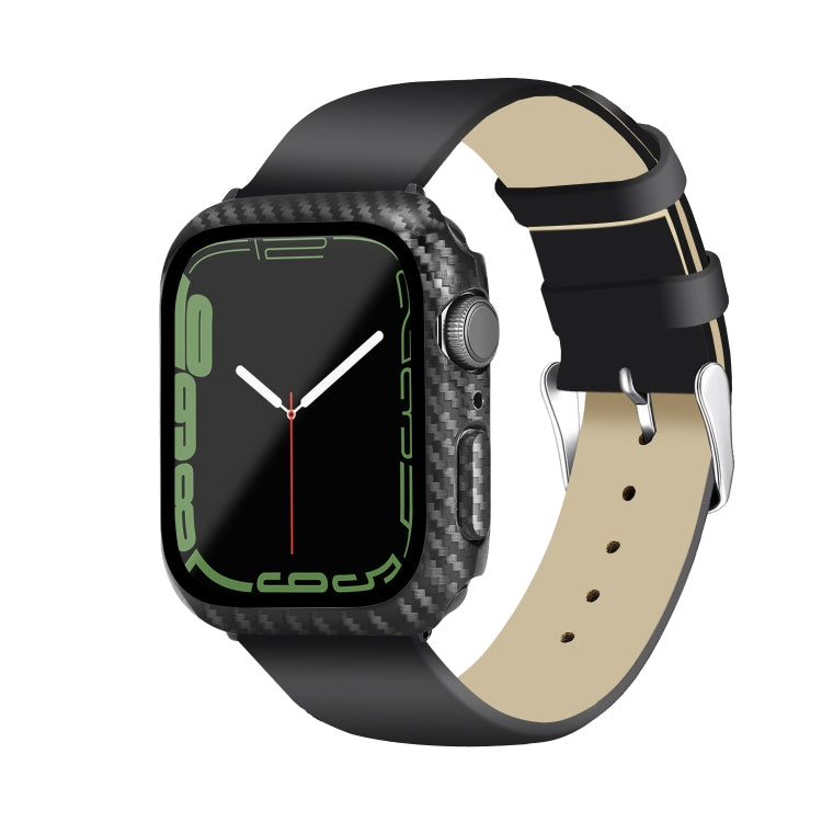 For Apple Watch Series 3&2&1 42mm Carbon Fiber PC Tempered Glass Integral Watch Case(Black)