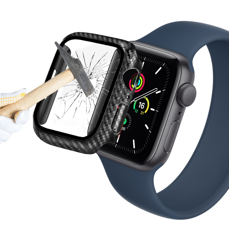 For Apple Watch Series 3&2&1 38mm Carbon Fiber PC Tempered Glass Integral Watch Case(Black)