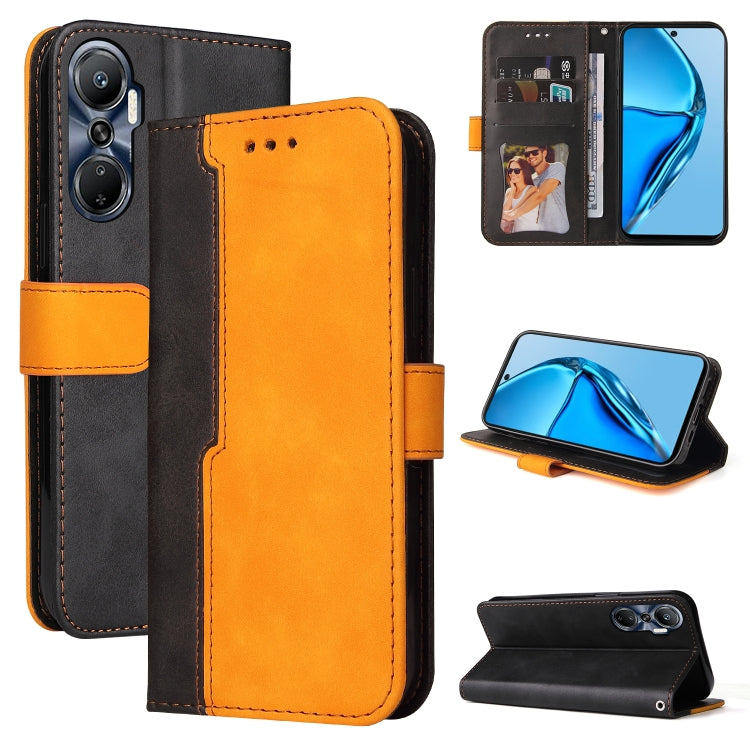 For Infinix Hot 20 4G Stitching-Color Leather Phone Case