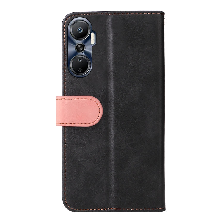 For Infinix Hot 20 4G Stitching-Color Leather Phone Case
