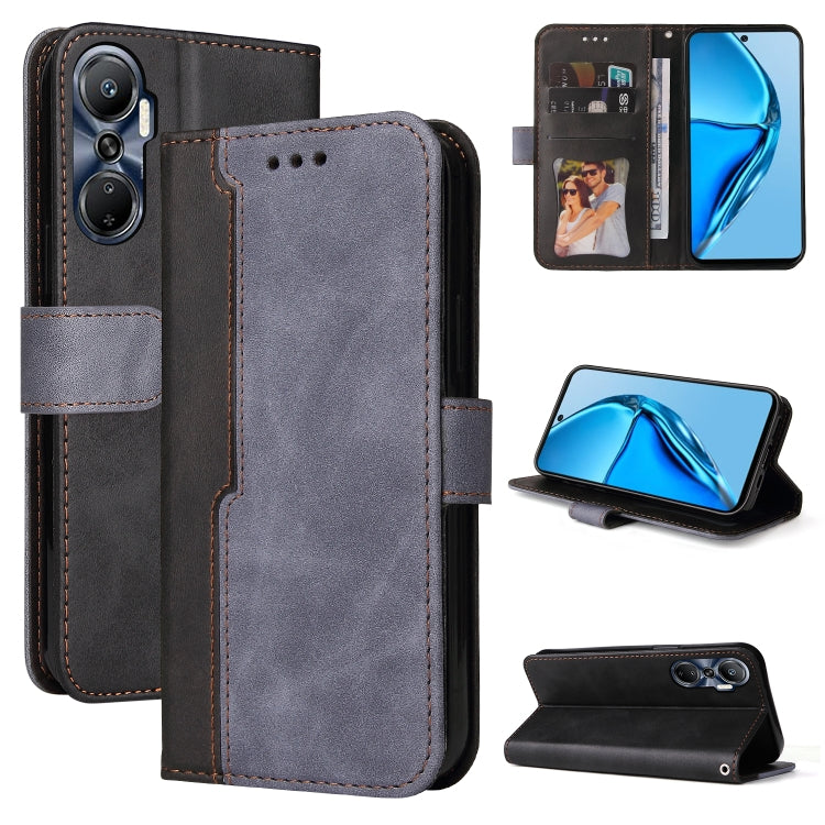 For Infinix Hot 20 4G Stitching-Color Leather Phone Case