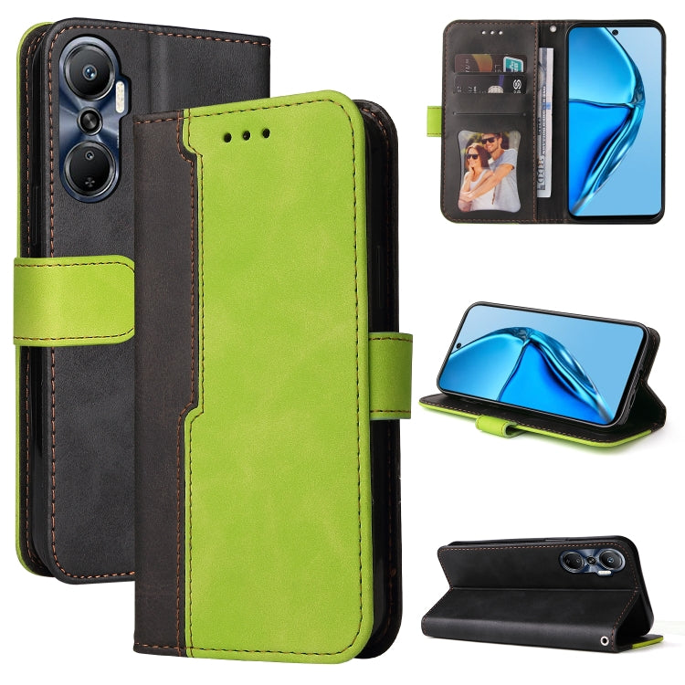 For Infinix Hot 20 4G Stitching-Color Leather Phone Case