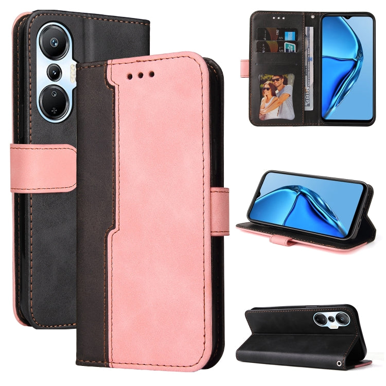 For Infinix Hot 20S Stitching-Color Leather Phone Case