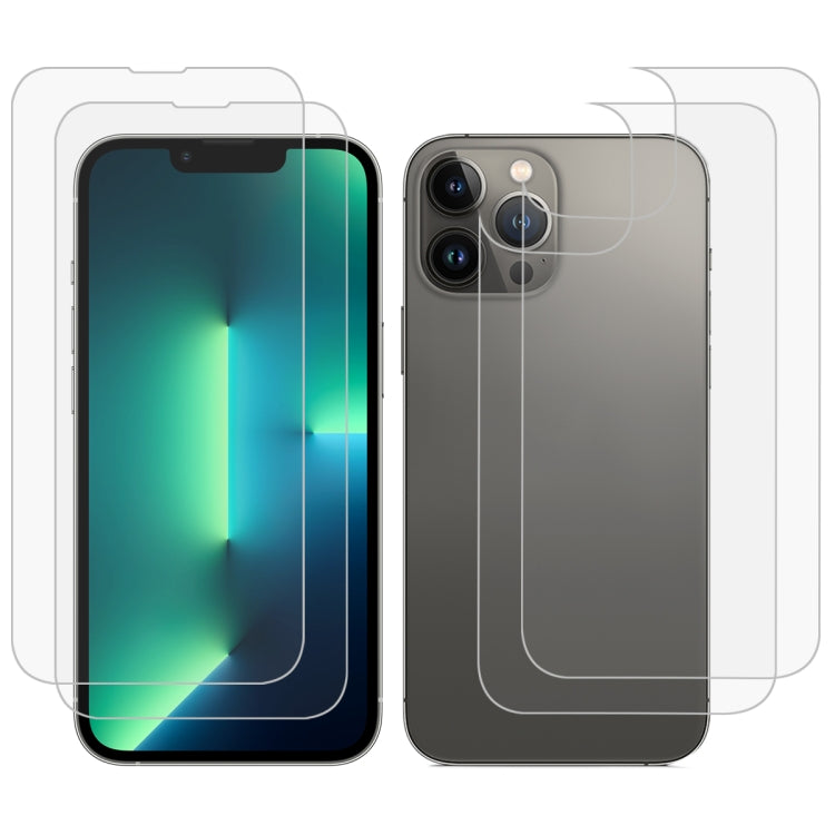 For iPhone 13 Pro Max 2pcs Front And 2pcs Back 9H 2.5D Tempered Glass Film Set