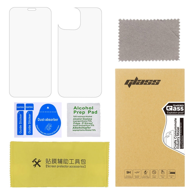 For iPhone 12 mini 2pcs Front And 2pcs Back 9H 2.5D Tempered Glass Film Set