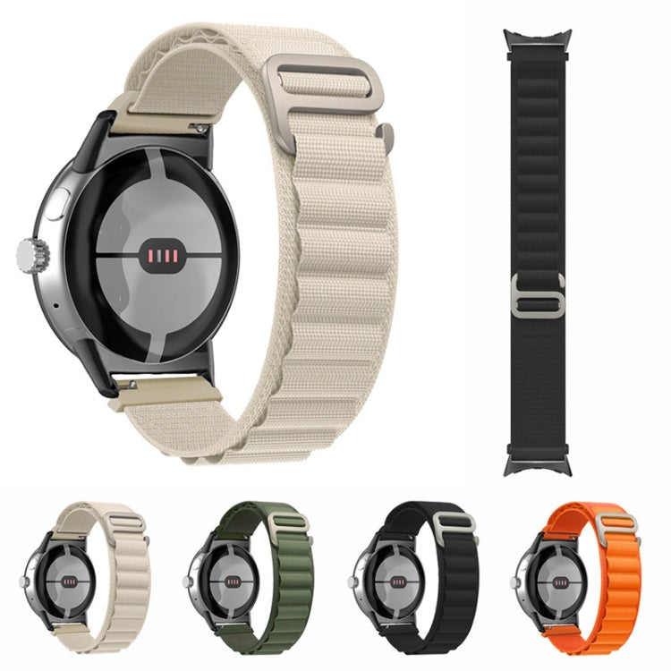 For Google Pixel Watch Nylon Loop Black Connector Watch Band