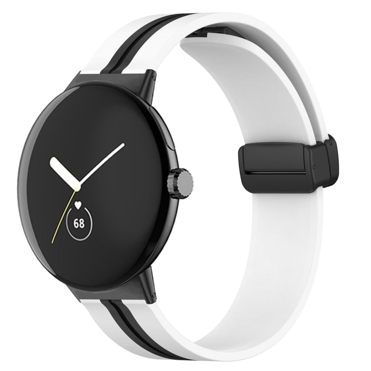 For Google Pixel Watch Two-color Folding Buckle Silicone Watch Band
