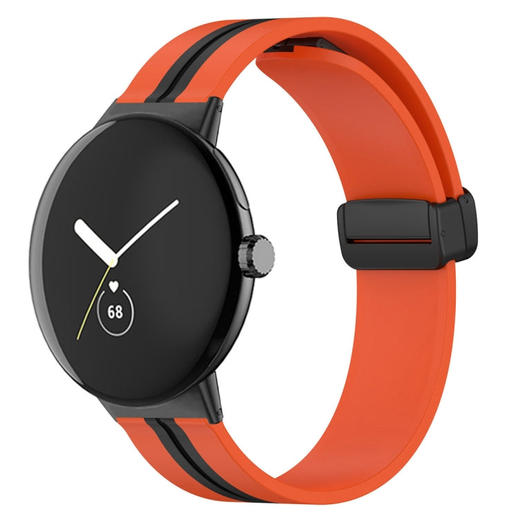 For Google Pixel Watch Two-color Folding Buckle Silicone Watch Band