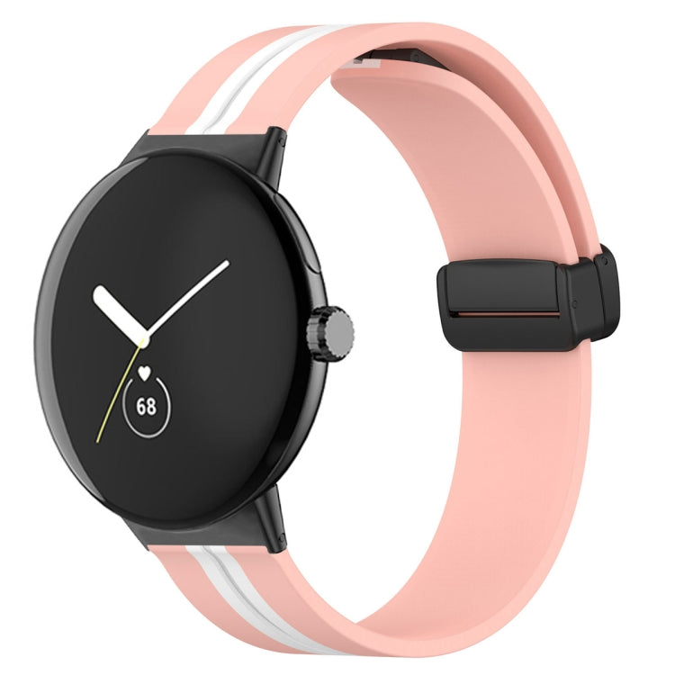 For Google Pixel Watch Two-color Folding Buckle Silicone Watch Band