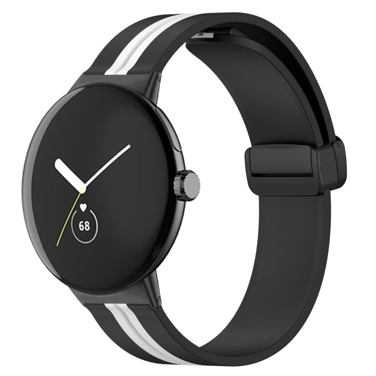 For Google Pixel Watch Two-color Folding Buckle Silicone Watch Band